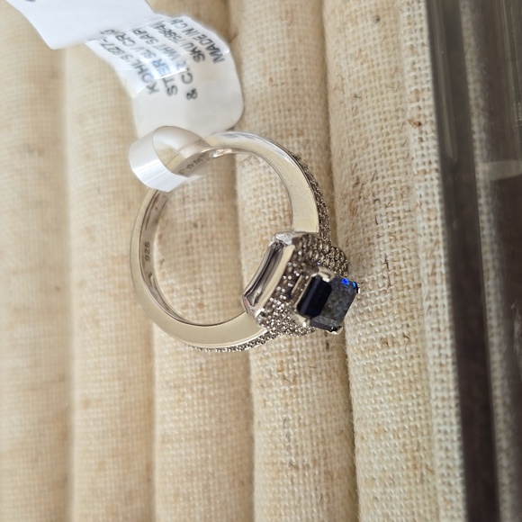 KOHL'S BRAND STERLING SILVER BLUE & WHITE LAB CREATED SAPPHIRE RING SIZE 7 - Picture 10 of 16